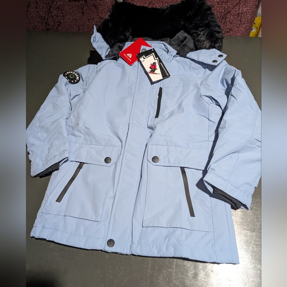Urban Outdoor Blue Kids Ski Jacket with Faux Fur Hood And MoerdengCompass NWT